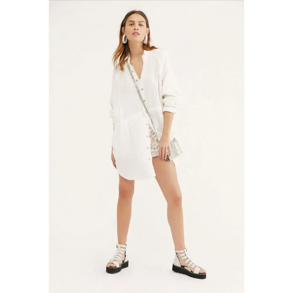 Free People - We The Free Summer Daydream Buttondown - Large - White - Picture 4 of 12